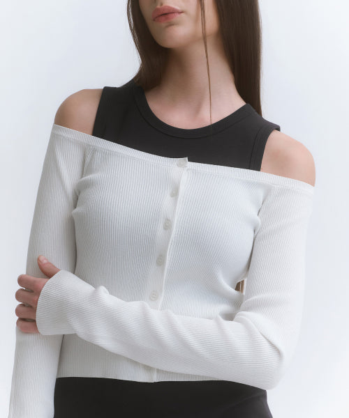 MUSINSA STANDARD WOMAN MUSINSA STANDARD WOMAN Women's slim off-shoulder cardigan (size XS)