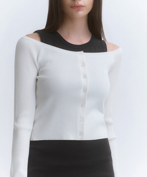 MUSINSA STANDARD WOMAN MUSINSA STANDARD WOMAN Women's slim off-shoulder cardigan (size XS)
