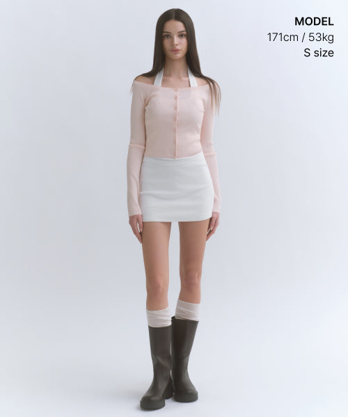 MUSINSA STANDARD WOMAN MUSINSA STANDARD WOMAN Cardigan Women's slim off-shoulder light pink