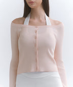 MUSINSA STANDARD WOMAN MUSINSA STANDARD WOMAN Cardigan Women's slim off-shoulder light pink