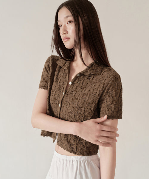 MUSINSA STANDARD WOMAN MUSINSA STANDARD WOMAN Cardigan Short Sleeve [Brown]