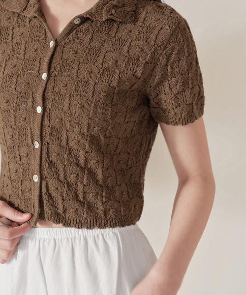 MUSINSA STANDARD WOMAN MUSINSA STANDARD WOMAN Cardigan Short Sleeve [Brown]