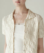 MUSINSA STANDARD WOMAN MUSINSA STANDARD WOMAN Cardigan Square Crochet Collared Butter Cream