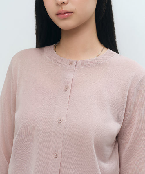 MUSINSA STANDARD WOMAN MUSINSA STANDARD WOMAN Sheer Round Neck Cardigan [Indian Pink]