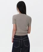 MUSINSA STANDARD WOMAN MUSINSA STANDARD WOMAN Women's Cable Crew Neck Short Sleeve Knit Light Warm Gray