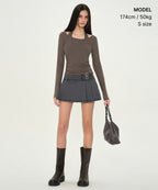 MUSINSA STANDARD WOMAN MUSINSA STANDARD WOMAN T-Shirt Halter Layered Long Sleeve [Brown]