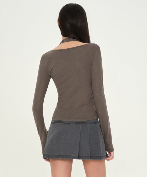 MUSINSA STANDARD WOMAN MUSINSA STANDARD WOMAN T-Shirt Halter Layered Long Sleeve [Brown]