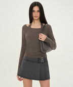 MUSINSA STANDARD WOMAN MUSINSA STANDARD WOMAN T-Shirt Halter Layered Long Sleeve [Brown]