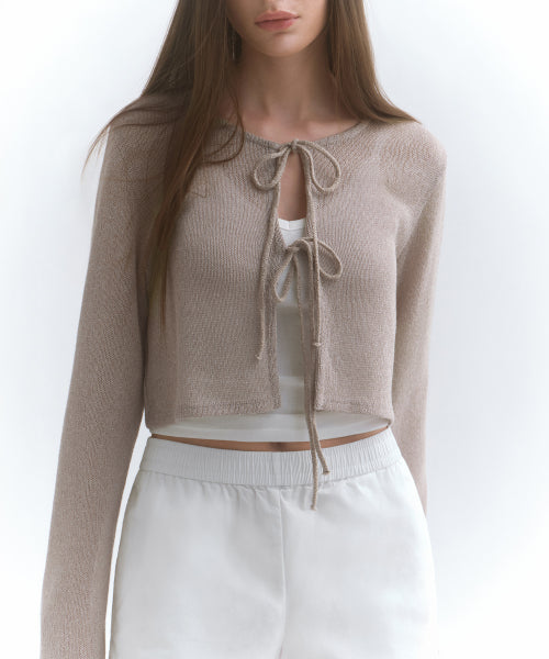 MUSINSA STANDARD WOMAN MUSINSA STANDARD WOMAN Cardigan Tie-up Crop [Size S]