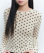 MUSINSA STANDARD WOMAN MUSINSA STANDARD WOMAN Women's Polka Dot Sheer Long Sleeve T-Shirt [Cream]