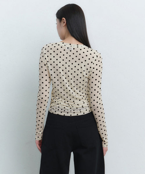 MUSINSA STANDARD WOMAN MUSINSA STANDARD WOMAN Women's Polka Dot Sheer Long Sleeve T-Shirt [Cream]