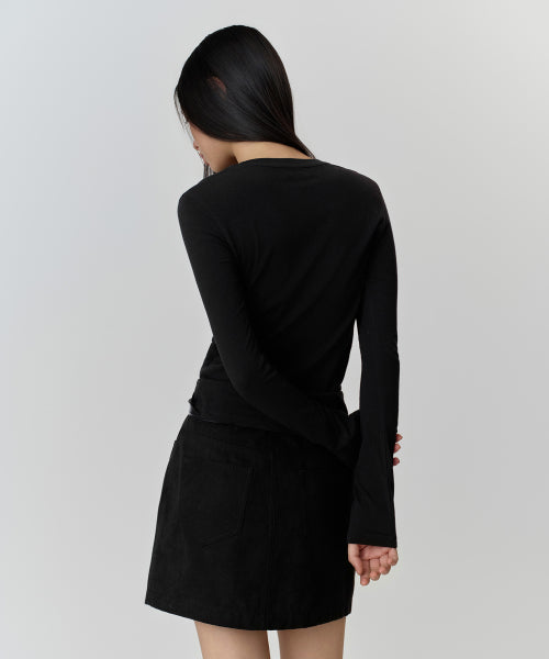 MUSINSA STANDARD WOMAN MUSINSA STANDARD WOMAN Women's Sheer Slim Long Sleeve T-Shirt [Black]