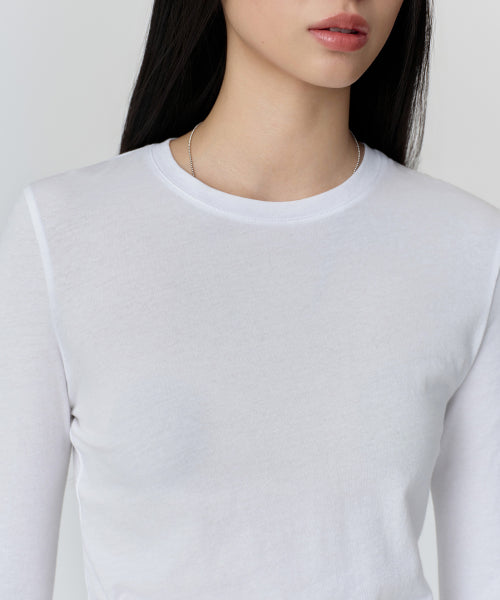 MUSINSA STANDARD WOMAN MUSINSA STANDARD WOMAN Women's Sheer Slim Long Sleeve T-Shirt (White)