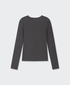 MUSINSA STANDARD WOMAN MUSINSA STANDARD WOMAN Women's Sheer Slim Long Sleeve T-Shirt (Dark Gray)