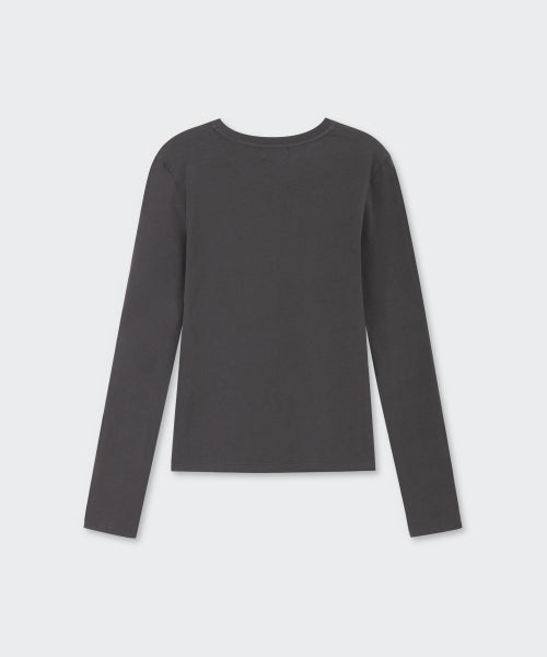 MUSINSA STANDARD WOMAN MUSINSA STANDARD WOMAN Women's Sheer Slim Long Sleeve T-Shirt (Dark Gray)