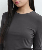 MUSINSA STANDARD WOMAN MUSINSA STANDARD WOMAN Women's Sheer Slim Long Sleeve T-Shirt (Dark Gray)