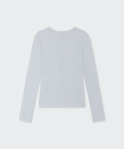 MUSINSA STANDARD WOMAN MUSINSA STANDARD WOMAN Sheer Slim Long Sleeve T-Shirt (Blue Gray)