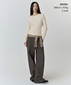 MUSINSA STANDARD WOMAN MUSINSA STANDARD WOMAN Sheer Slim Long Sleeve T-Shirt (Butter Cream)