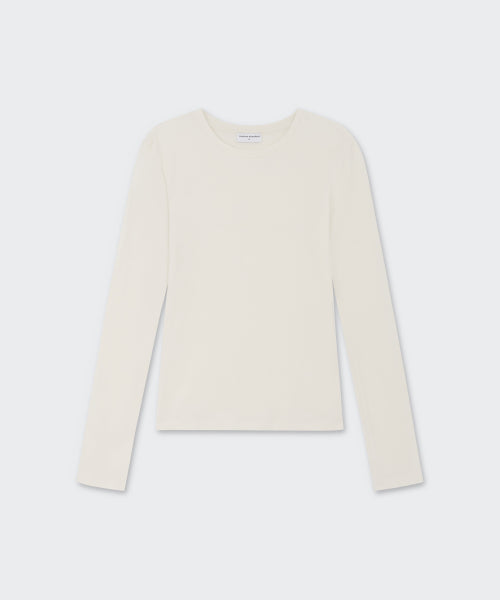 MUSINSA STANDARD WOMAN MUSINSA STANDARD WOMAN Sheer Slim Long Sleeve T-Shirt (Butter Cream)