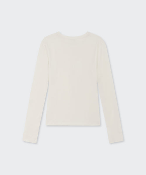 MUSINSA STANDARD WOMAN MUSINSA STANDARD WOMAN Sheer Slim Long Sleeve T-Shirt (Butter Cream)