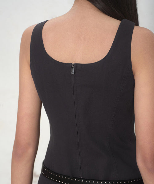 MUSINSA STANDARD WOMAN MUSINSA STANDARD WOMAN Women's Cotton Flare Mini Dress Dark Gray