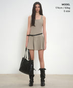 MUSINSA STANDARD WOMAN MUSINSA STANDARD WOMAN Women's Cotton Flare Mini Dress Greyish Beige