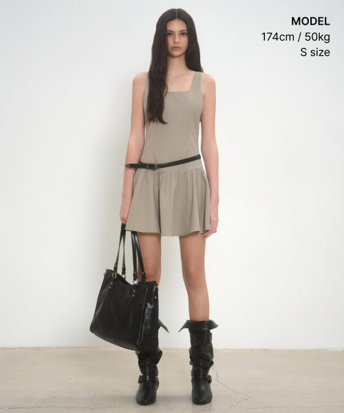 MUSINSA STANDARD WOMAN MUSINSA STANDARD WOMAN Women's Cotton Flare Mini Dress Greyish Beige