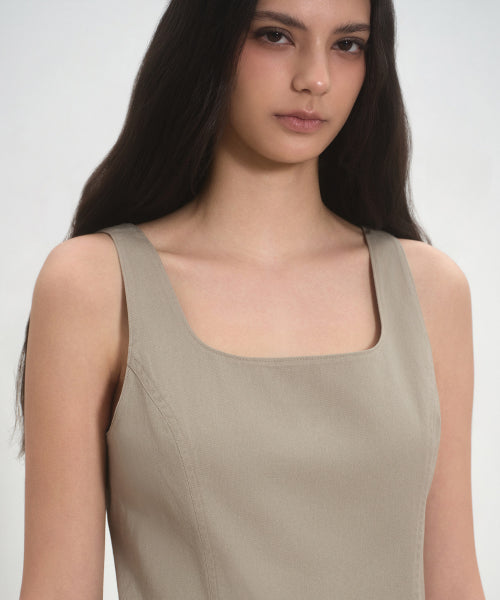 MUSINSA STANDARD WOMAN MUSINSA STANDARD WOMAN Women's Cotton Flare Mini Dress Greyish Beige