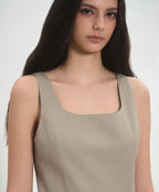 MUSINSA STANDARD WOMAN MUSINSA STANDARD WOMAN Women's Cotton Flare Mini Dress Greyish Beige