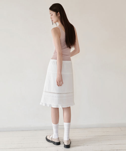 MUSINSA STANDARD WOMAN MUSINSA STANDARD WOMAN Women's Poplin Lace Trim Knee Length Skirt