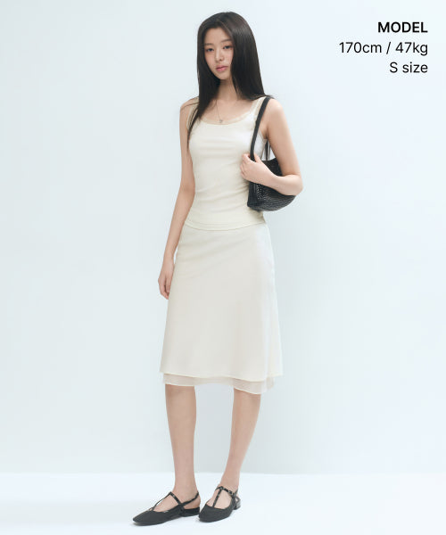 MUSINSA STANDARD WOMAN MUSINSA STANDARD WOMAN Double Layer Midi Skirt (Size S)