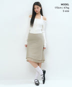 MUSINSA STANDARD WOMAN MUSINSA STANDARD WOMAN Double Layer Midi Skirt [Mushroom]
