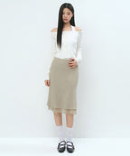 MUSINSA STANDARD WOMAN MUSINSA STANDARD WOMAN Double Layer Midi Skirt [Mushroom]