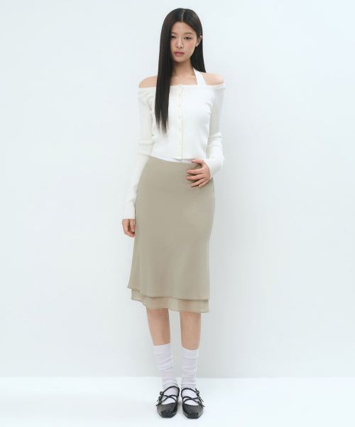 MUSINSA STANDARD WOMAN MUSINSA STANDARD WOMAN Double Layer Midi Skirt [Mushroom]