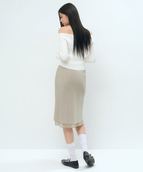 MUSINSA STANDARD WOMAN MUSINSA STANDARD WOMAN Double Layer Midi Skirt [Mushroom]
