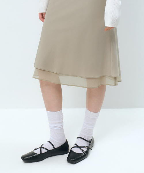 MUSINSA STANDARD WOMAN MUSINSA STANDARD WOMAN Double Layer Midi Skirt [Mushroom]