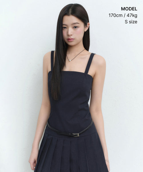MUSINSA STANDARD WOMAN MUSINSA STANDARD WOMAN Women's Slim Pleated Mini Dress (Navy)