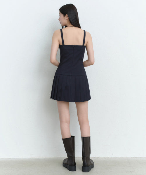MUSINSA STANDARD WOMAN MUSINSA STANDARD WOMAN Women's Slim Pleated Mini Dress (Navy)
