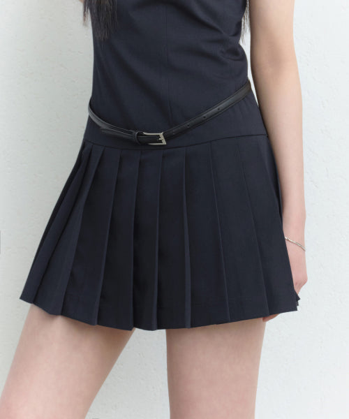 MUSINSA STANDARD WOMAN MUSINSA STANDARD WOMAN Women's Slim Pleated Mini Dress (Navy)