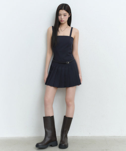 MUSINSA STANDARD WOMAN MUSINSA STANDARD WOMAN Women's Slim Pleated Mini Dress (Navy)