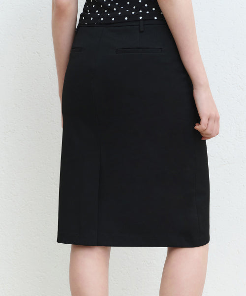MUSINSA STANDARD WOMAN MUSINSA STANDARD WOMAN Low Waist Knee Length Skirt Black