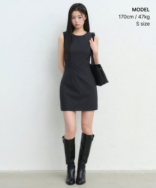 MUSINSA STANDARD WOMAN MUSINSA STANDARD WOMAN Women's Sleeveless Formal Mini Dress (Gray)