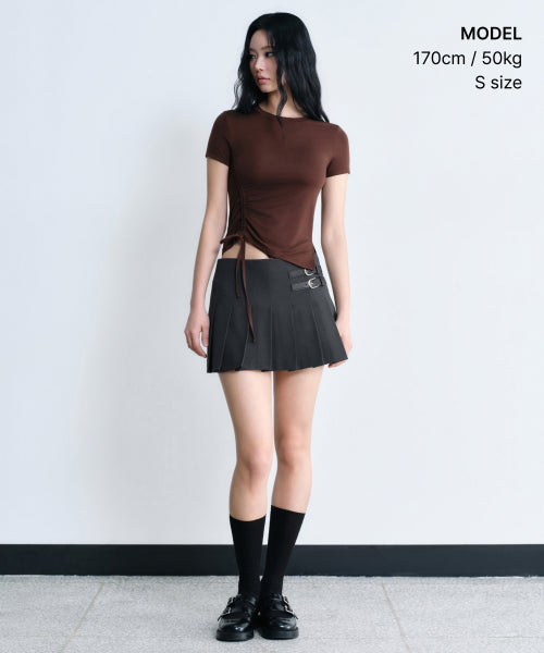 MUSINSA STANDARD WOMAN MUSINSA STANDARD WOMAN Skirt Low Rise Buckle Pleated Mini