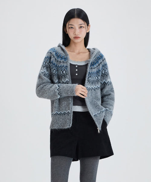 MIXXO MIXXO Hoodie Fair Isle Cardigan - Size S