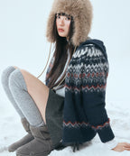 MIXXO MIXXO Hoodie Fair Isle Cardigan - Size S