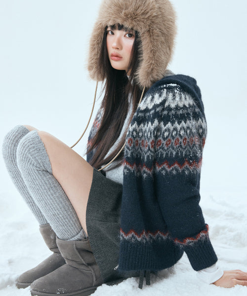 MIXXO MIXXO Hoodie Fair Isle Cardigan - Size S