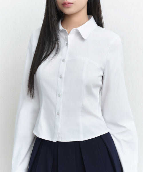 MUSINSA STANDARD WOMAN MUSINSA STANDARD WOMAN Women's Bustier Crop Shirt (White)