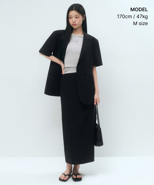 MUSINSA STANDARD WOMAN MUSINSA STANDARD WOMAN Women's Slick Belted Short Sleeve Blazer [Black] - Size XS