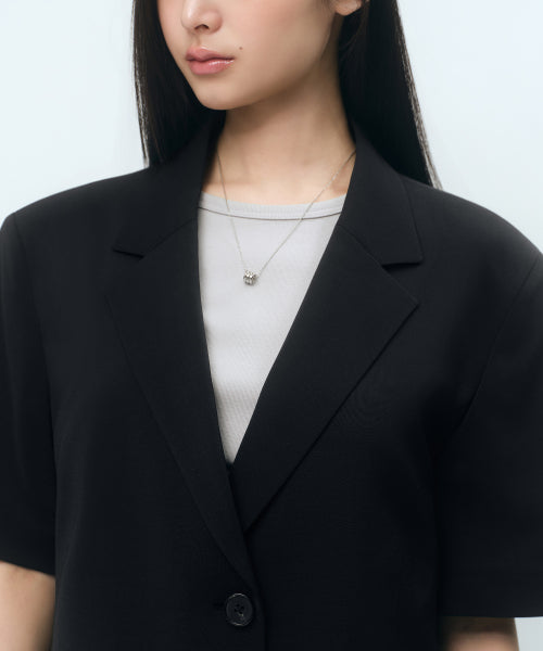 MUSINSA STANDARD WOMAN MUSINSA STANDARD WOMAN Women's Slick Belted Short Sleeve Blazer [Black] - Size XS