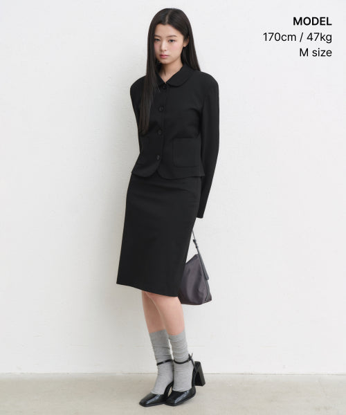 MUSINSA STANDARD WOMAN MUSINSA STANDARD WOMAN Women's Round Collar Short Blazer [Black]